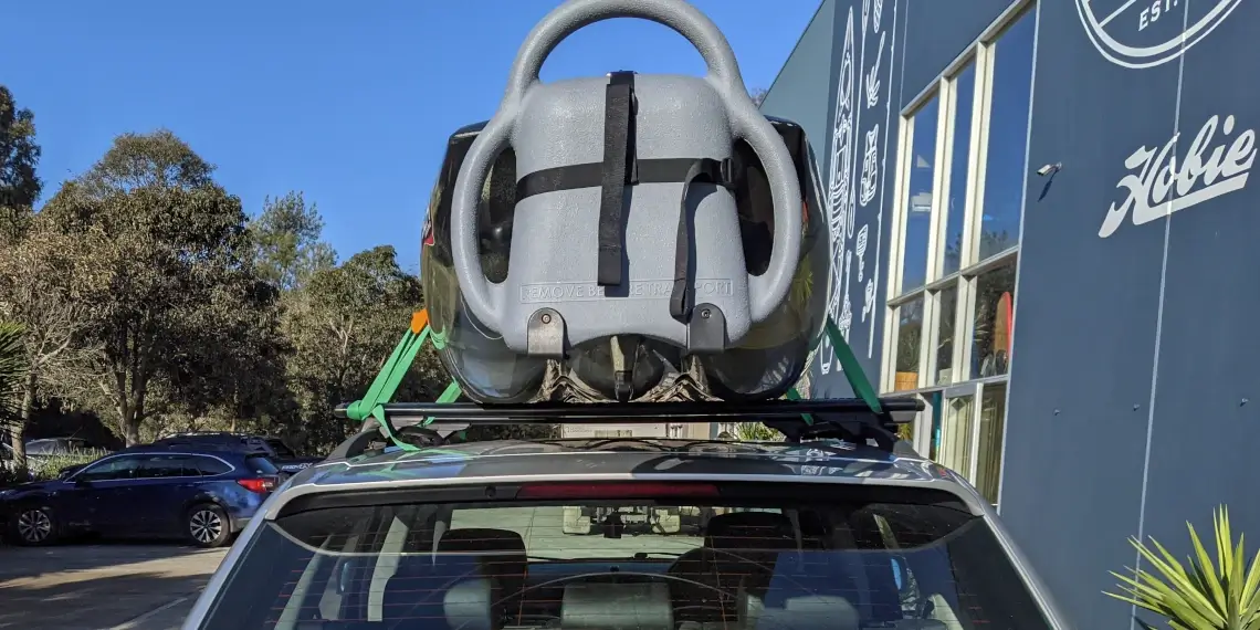 Wrong way to strap kayak on roof racks