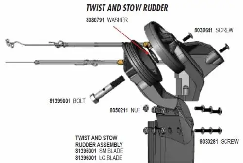 hobie kayak twist stow rudder parts diagram