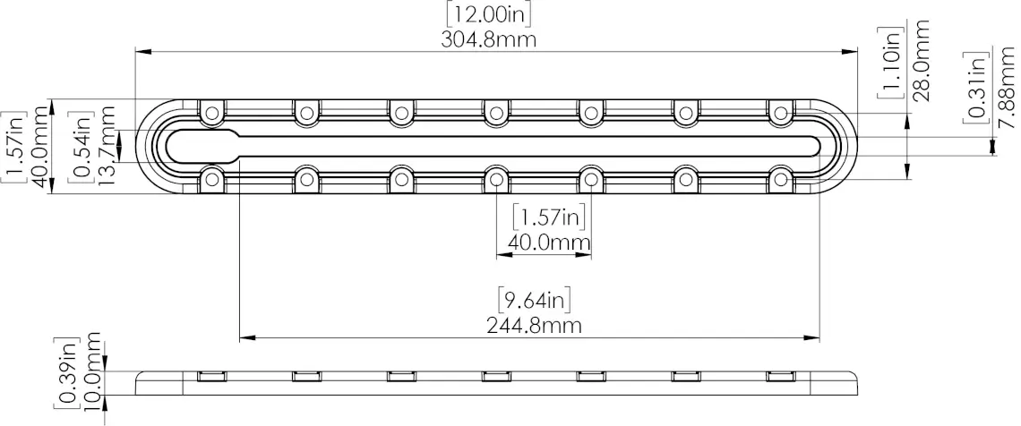 Railblaza 12inch Track Dimensions Diagram