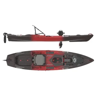 Vibe Shearwater 125 Fishing Kayak Tsunami Red Impulse Prop Drive